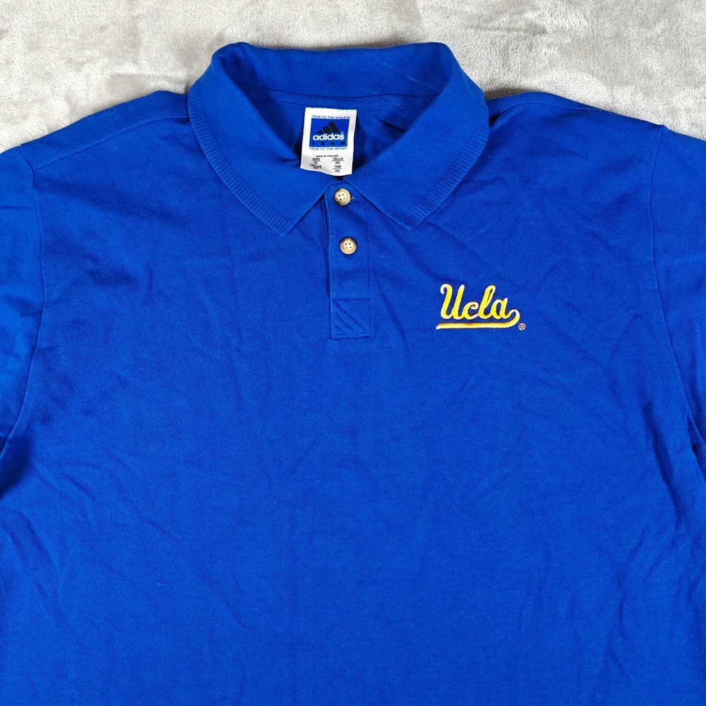 Vintage UCLA Polo Shirt Mens XL Blue Adidas NCAA Embroidered Football Preppy